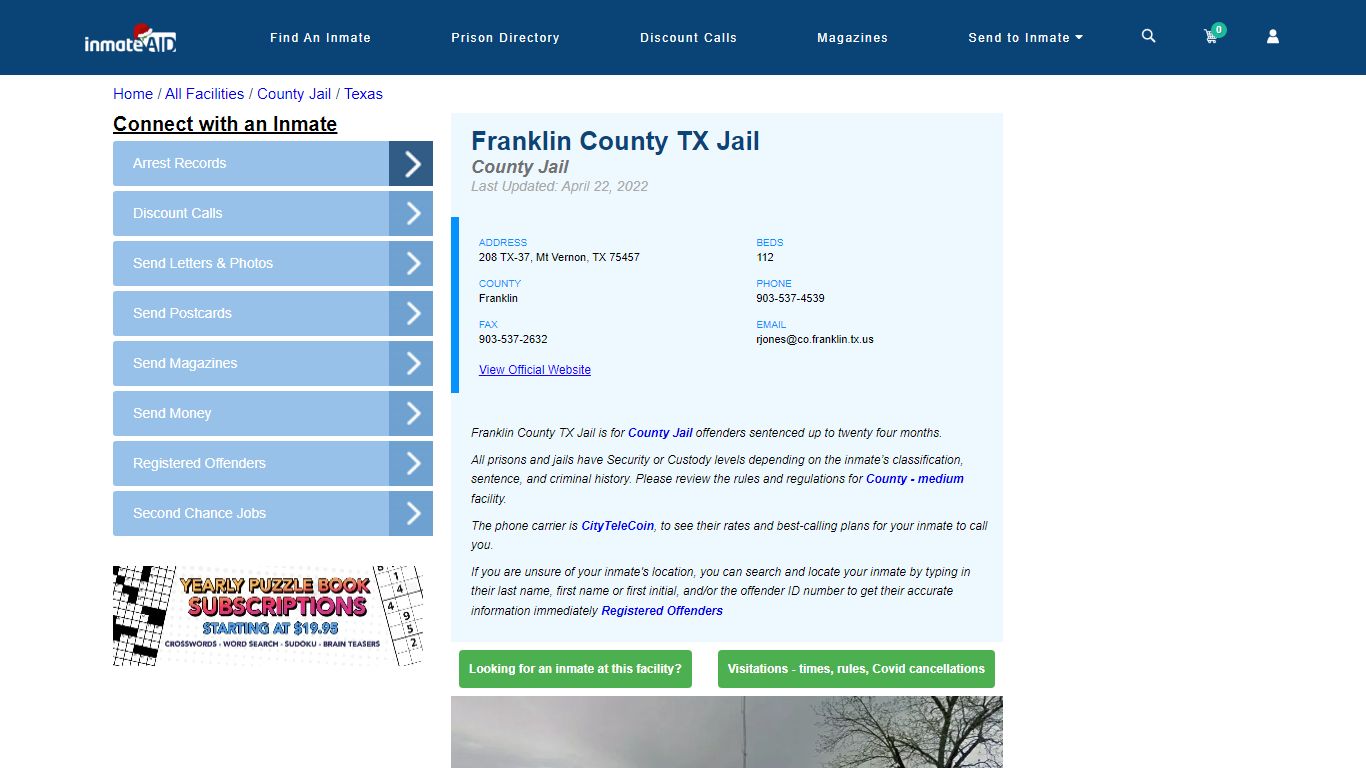 Franklin County TX Jail - Inmate Locator - Mt Vernon, TX